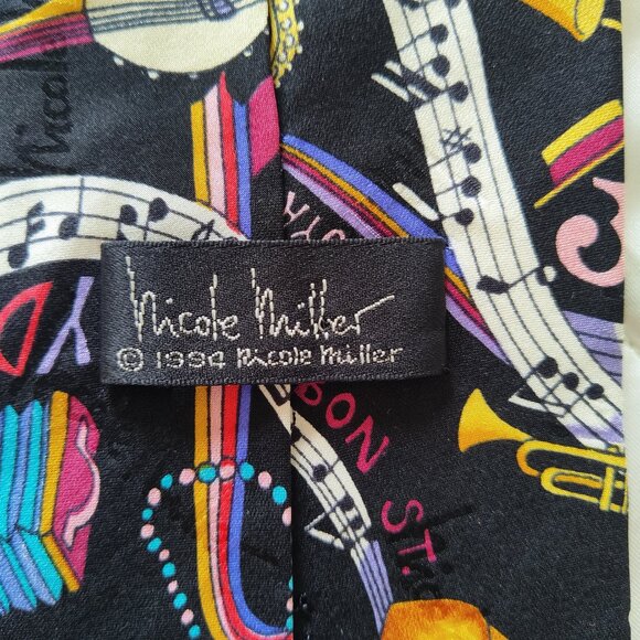 Vintage 1990s Nicole Miller New Orleans Themed 100% Silk Tie Novelty Print - Picture 6 of 6